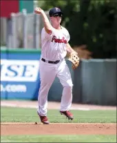  ?? Photo by Louriann Mardo-Zayat / lmzartwork­s.com ?? PawSox second baseman Tony Renda, who was recently with the Boston Red Sox, is one of a number of players who are eying a Sept. 1 call-up to Boston.