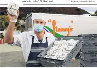  ?? PHOTO: STEPHEN JAQUIERY ?? Down the hatch . . . Jimmy’s Pies general manager Bernard Kirkpatric­k prepares to dispatch another truckload of pies from Roxburgh.