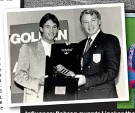  ??  ?? Influence: Robson awards Lineker the 1986 First Division Golden Shoe and (right) lifts the 1997 Cup Winners’ Cup as Barcelona boss with protege Mourinho and star Ronaldo