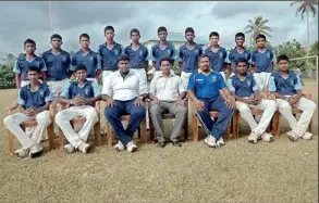  ??  ?? Richmond Squad: Kamindu Mendis (Captain), Avindu Theekshana (Vice captain), Hasaru Chamikara, P.A. Dhananjaya Lakshan, Kavindu Ediriweera, Duveen Pasindu, Manula Wickramase­kara, K.K. Kevin, Thisara Divan, Heshan Liyanage, Pasan Piyumantha, Chamindu...