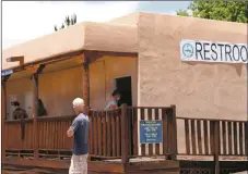 ?? JESSE MOYA/Taos News ?? Restrooms near the plaza will be open from 8 a.m. to around 7 p.m. as the town of Taos unlocks their doors after weeks of closure.