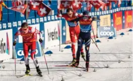  ?? FOTO: RUNE PETTER NESS ?? TAKTIKK: Johannes Høsflot Klæbo var suveren under søndagens sprint og vant som han ville foran Federico Pellegrino og Richard Jouve.