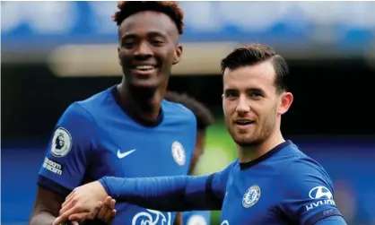  ??  ?? Ben Chilwell (right) celebrates with Tammy Abraham after scoring for Chelsea against Crystal Palace on Saturday. Photograph: Kirsty Wiggleswor­th/AFP/Getty Images