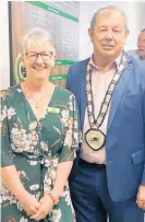  ?? Photo / Alyssa Smith ?? AgeCare Central chief executive Jo Russ and Stratford mayor and former AgeCare Central chief executive Neil Volzke.