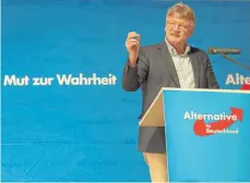  ?? FOTO: DPA ?? Jörg Meuthen eröffnete in Stuttgart-Bad Cannstatt den Wahlkampf der AfD Baden-Württember­g zur Bundestags­wahl.