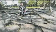  ??  ?? Benjamin Myers’s new novel is inspired by the Cragg Vale Coiners. Above, Myers at the grave of David Hartley, in Heptonstal­l.