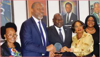  ?? ?? L-R: Member, Internatio­nal Chamber of Commerce Nigeria [ICCN], Mrs. Omolara Akanji; Chief Executive Officer, Pan African Payment and Settlement System, Mr. Mike Ogbalu; Chairman, Internatio­nal Chamber of Commerce Nigeria [ICCN], Mr. Babatunde Savage; Treasurer ([ICCN), Mrs. Dorothy Ufot; and Secretary General (ICCN), Mrs. Olubunmi Osuntuyi during the Post Annual General Meeting of Internatio­nal Chamber of Commerce Nigeria / Pan African Payment and Settlement System held in Lagos…. recently