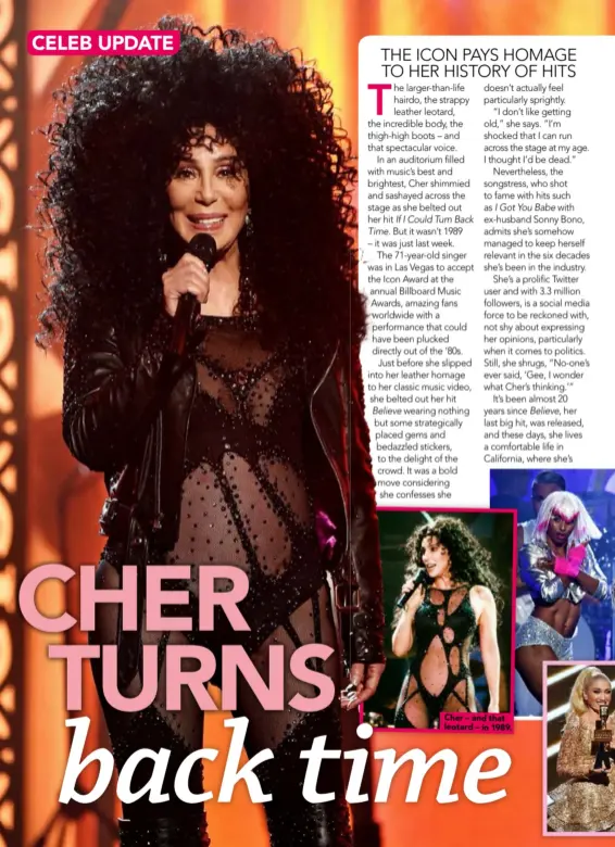  ??  ?? Cher – and that leotard – in 1989.