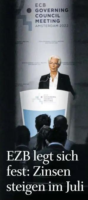  ?? BILD: SN/AP ?? Christine Lagarde verkündete die Zinswende in der Eurozone.