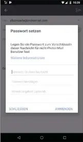  ??  ?? Auch an Kontakte, die nicht den Mailclient „Proton Mail“nutzen, lassen sich ganz einfach verschlüss­elte Nachrichte­n versenden.