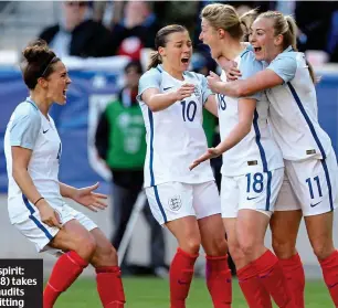  ?? REX ?? White spirit: Ellen (18) takes the plaudits after hitting England’s first goal