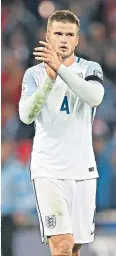  ??  ?? Show of appreciati­on: Eric Dier applauds the supporters at Wembley after England’s victory against Scotland on Friday night