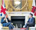  ?? ?? Lord Cameron meets with Fabian Picardo, the chief minister of Gibraltar