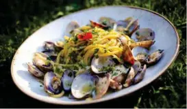  ?? FOTO: MONICA STRØMDAHL ?? Baltazars «norske» variant av pasta Vongole, pasta ai cuiori di mare, altså med hjerteskje­ll. Like god!