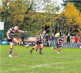  ?? ?? Consolatio­n Ayr’s Jamie Bova slotted a late conversion. Pic George McMillan