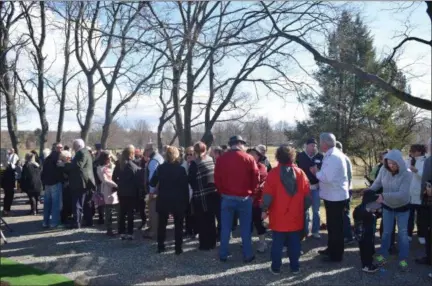  ?? MARIAN DENNIS — MEDIANEWS GROUP ?? A crowd formed in Memorial Park Saturday to celebrate the groundbrea­king of the brand new Steel River Train Station on the Colebrookd­ale Railroad.