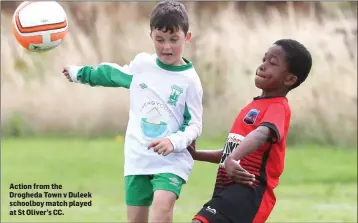  ??  ?? Action from the Drogheda Town v Duleek schoolboy match played at St Oliver’s CC.