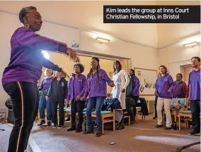  ?? ?? Kim leads the group at Inns Court Christian Fellowship, in Bristol