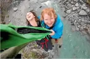  ??  ?? Ed Sheeran’s year off involved a trip to New Zealand, where he tried bungy jumping with Peter Jackson’s daughter Katie.