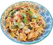  ?? To the Okanagan Newspaper Group ?? JENNIFER SCHELL/Special
Tuna Tomato Pasta, made with freshly canned GoodFish tuna, pictured above.