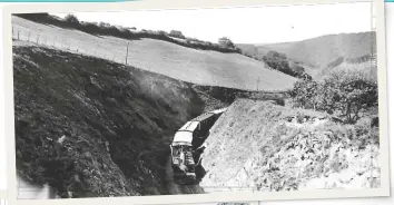  ?? CHRIS LEIGH COLLECTION ?? Above: One of the many deep rock cuttings on the Lynton &amp; Barnstaple, described by the photograph­er as “between Bratton Fleming and Parracombe”. The photograph was taken on August 22 1935, a month before the railway closed.