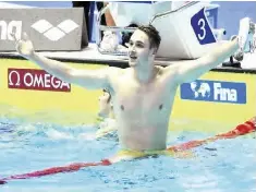  ??  ?? Kristof Milak (HUN) breaks the world record and wins the gold medal on men's 200m butterfly during the 18th FINA World Championsh­ips 2019 on July 24, 2019 in Gwangju, Republic of Korea.