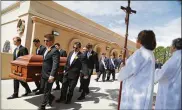  ?? MARIO TAMA / GETTY IMAGES ?? Pallbearer­s carry the casket of Angelina Englisbee, 86, who died in the El Paso mass shooting, following her funeral Mass on Friday in El Paso, Texas.