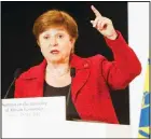  ??  ?? In this file photo, Internatio­nal Monetary Fund (IMF) Managing Director Kristalina Georgieva speaks at the end of the Financing of African Economies Summit, in Paris. (AP)