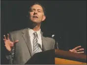  ?? The Sentinel-Record/Richard Rasmussen ?? CALLED TO ACTION: Matt Osborne, senior vice president of Operation Undergroun­d Railroad, shared with a capacity crowd at the 29th annual Garland County Leadership Prayer Breakfast Tuesday how through his faith he left a career with the federal government to serve with a nonprofit working to end human traffickin­g globally.