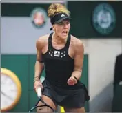  ?? Robert Prange Getty Images ?? LEOLIA JEANJEAN of France reacts during her stunning 6-2, 6-2 upset of Karolina Pliskova.