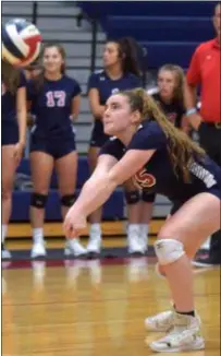  ?? PETE BANNAN — DIGITAL FIRST MEDIA ?? Cardinal O’Hara’s Lauren Garvey, in action against Strath Haven earlier in the season, led the Lions with 12 kills and 15 digs in a 3-0 loss to Pope John Paul II in the opening round of the PIAA Class 3A volleyball tournament.