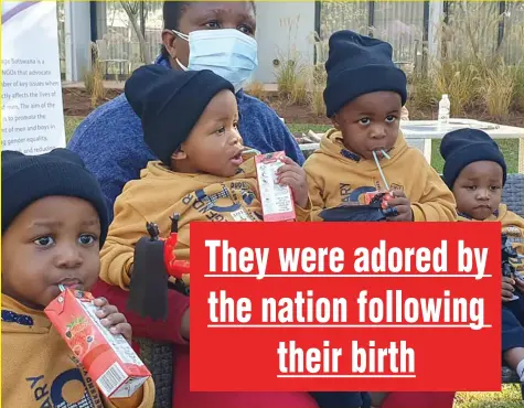  ??  ?? HANDFUL QUARTET: Abaleng, Jaiden, Amagolo and Jordan are an overwhelmi­ng lot for their parents