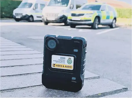  ??  ?? The bodycamera­s that North East Ambulance Service staff will be wearing.