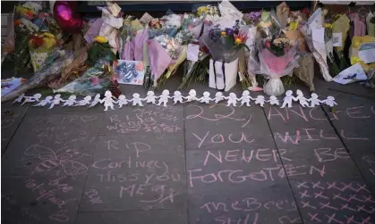  ?? Photograph: Christophe­r Furlong/Getty Images ?? Floral tributes in St Ann’s Square, Manchester in 2018, on the first anniversar­y of the attack.