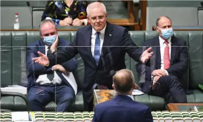  ?? Photograph: Lukas Coch/AAP ?? ‘No matter how hard he rubs it, the PM is struggling to summon the economic genie out of the bottle this time around.’