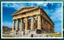  ??  ?? GLORIOUS SETTING: Positano, right, and a Paestum temple, above. Inset: A mouthwater­ing pasta dish