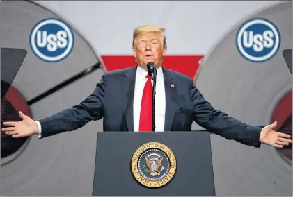  ?? AP PHOTO ?? President Donald Trump speaks at the United States Steel Granite City Works plant in Granite City, Ill., last year.