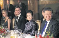  ??  ?? Ivanka Trump and her husband Jared Kushner sit next to Xi Jinping and his wife Peng Liyuan at a dinner held during the Chinese president’s recent meeting with US President Donald Trump at the latter’s Florida estate.