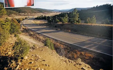  ?? LUIS SÁNCHEZ SATURNO/THE NEW MEXICAN ?? The highway northwest of Mora, pictured Friday, curves as it climbs up Holman Hill. Thirty-five years ago, police found the car of Ann Riffin parked off a lonely stretch of road in the area, but they never found her.