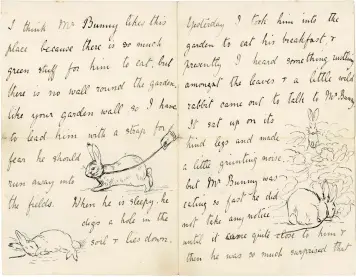  ?? ?? The birth of Peter Rabbit, in letters to the children of Potter’s governess, Annie Moore