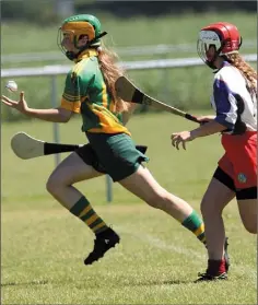  ??  ?? Katie Murphy racing down the wing for Rathgarogu­e-Cushinstow­n.