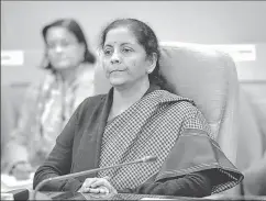  ?? PTI ?? ■
The task ahead for finance minister, Sitharaman, is difficult. To use an analogy from cricket, the economy’s current position is akin to a team that has lost early wickets while chasing a big target. Now, it has to maintain the required run rate without further losing wickets