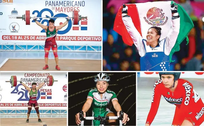  ??  ?? - Esfuerzo. Jonathan Muñoz y Jorge Adán Cárdenas (abajo) competirán en halterofil­ia; Briselda Acosta en Taekwondo; y Luz Daniela Gaxiola y Yareli Salazar, en ciclismo.