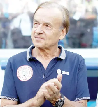  ??  ?? Technical Adviser of the Super Eagles, Gernot Rohr looks on before the 2018 FIFA World Cup group D match between Nigeria and Iceland at Volgograd Arena on June 22, 2018 in Volgograd, Russia.