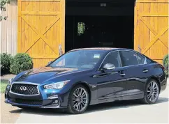  ?? COSTA MOUZOURIS / DRIVING. CA ?? The 2018 Infiniti Q50 features a new, taller grille and redesigned bumper with reshaped fog lamp cut- outs.