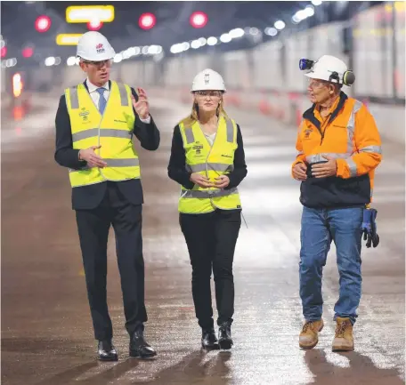  ?? ?? NSW Premier Dominic Perrottet inspects the WestConnex M4-M5 Link tunnel. Picture: NCA NewsWire/Damian Shaw