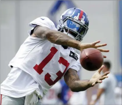  ?? THE ASSOCIATED PRESS FILE ?? After a miserable end to the 2016 season and the brouhaha about his desire to be the NFL’s highest paid player, Odell Beckham Jr. is having a great time at training camp with the Giants.