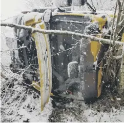  ??  ?? 0 The gritter crashed near Mennock in Dumfries and Galloway