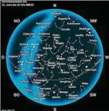  ??  ?? Die Sternkarte zeigt den gesamten sichtbaren Sternenhim­mel am . Juni. Grafik: K. Dengl, dpa