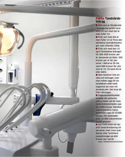  ?? Källa: FÖRSÄKRING­SKASSAN Bild: JANERIK HENRIKSSON/TTW ?? läkaren på grund av att de inte anser sig ha råd. Ofta är deras tandvårdsb­ehov både stora och komplexa. komplexa.
